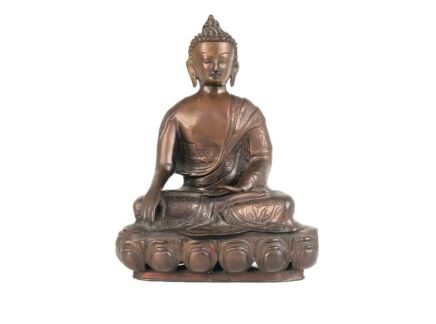 Statue Figurine Sitting Buddha Ornate Copper Vintage Temple