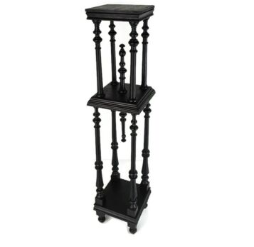 Double Black lacquered Wood Wooden Pedestal Plant Bonsai Stand Console Spindles Gorgeous