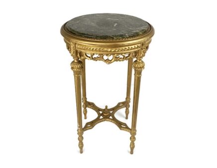 Gorgeous Hollywood regency style Pedestal Plant stand Wood Plaster Marble Louis XVI style