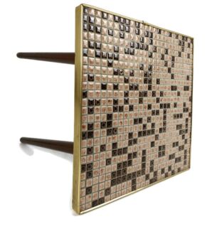 Vintage Wooden Wood Side table Occasional Wine table Mosaic Ceramic tiles  Pedestal Plant stand  