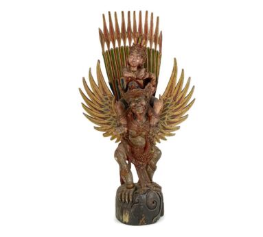 Antique Hand Carved Wood Wooden Statue Sculpture Figurine Garuda divinita Dragon
