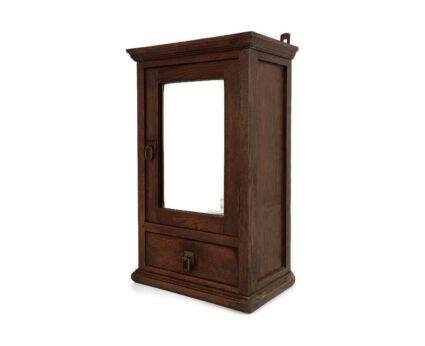 Antique Art Deco Apothecary Cabinet, Medicine  Wood Beveled Glass Mirror Shaving Bathroom