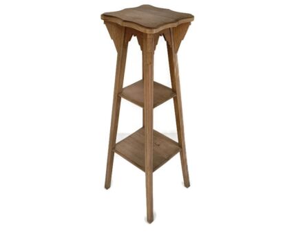 Antique Art Nouveau Pedestal 3 tier carved wood, plant stand side table, bonsai stand