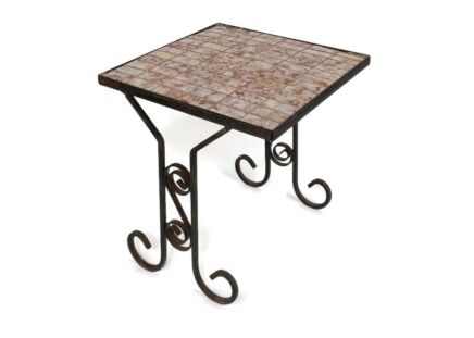 Vintage Side Table Plant stand Ceramic Mosaic Tiles Wrought Iron  Modernist Retro 