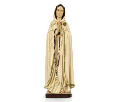 Vintage Statue Our Lady Maria Rosa Mystica Montichiari Italian Plaster Pilgrim Madonna 1981 