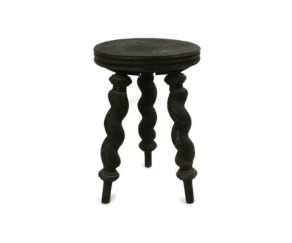 Wooden Barley twist Pedestal hand Carved Wood Brutalist  table plant Stand, Milking stool