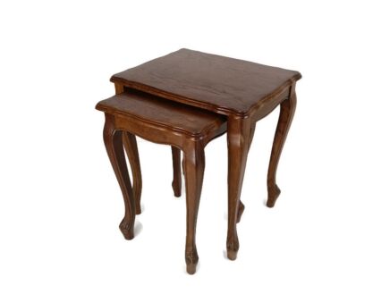 2 mid century Stacking Nesting tables vintage Louis XV style wood side tables 