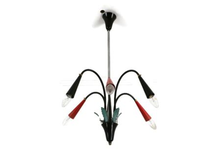 1950s Vintage Italian Spider Chandelier era Stilnovo Hollywood Regency Leaves