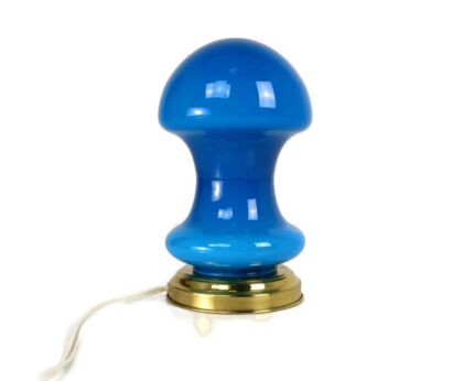 Vintage Mid Century labeled Oval Blue UFO Murano Mushroom Lamp Retro Italy