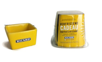 Yellow Ricard apero Dish plus Icebucket  Ceramic France French Authentic Apero Pastis Collector 