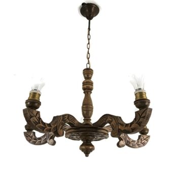 Farmhouse style chandelier carved wood Wooden ornate vintage 5 lights Barn style