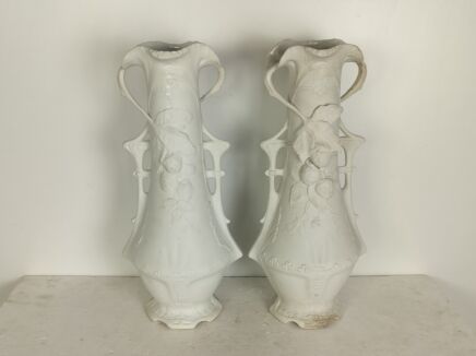 Royal Dux, Pair Vases Bisque, porcelain  art nouveau  1900 Antique Bohemia Austria marked 