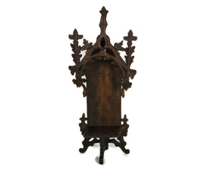 Beautiful Hand Carved Antique standing Wooden wood chapel niche for statue 