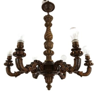 Carved wood Wooden Chandelier vintage gorgeous Ornate 6 lights arm farmhouse style