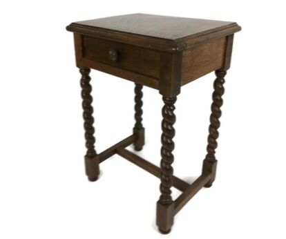 Antique Barley Twist Carved Wood Bedside table Hallway cabinet Silver chest Farmhouse style