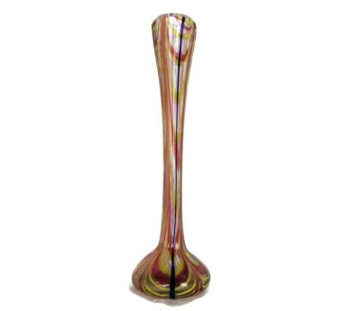 Vintage Italian Art Glass Hand blown Murano Vase Latticino style Venetian glass 