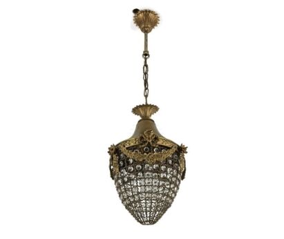 French Chandelier Ornate Brass Trims Guirlandes Prisms wedding bag Pendant 