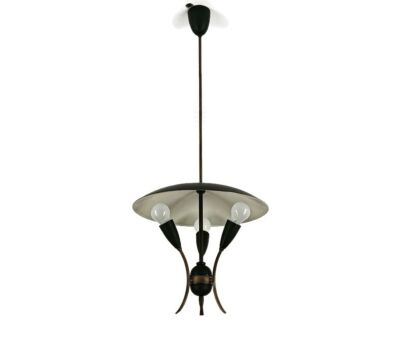 Stilnovo Rare Retro Vintage Chandelier Fixture Metal modernist 3 lights arm Funky