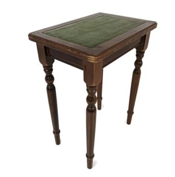 small mini side occasional table Italy wood green faux leather on top vintage plant stand