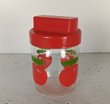 Gulf small Iconic Apple jar container vintage glass plastic 