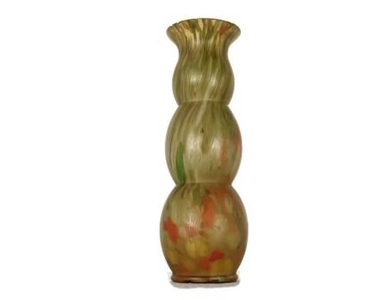 small vintage hooped vase milefiori Czecho Slovakia Loetz Style glass vase