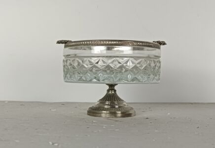 vintage Italian Bubbled Glass chrome Dish centerpiece bowl bonbonniere lovely 