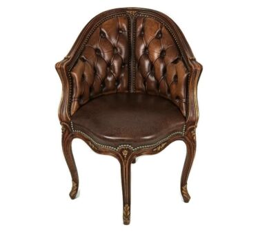 gorgeous vintage corner arm desk chair Leather wood Chesterfield Vintage 