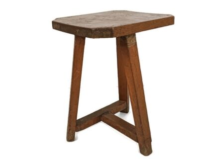 Milking stool Pedestal plant stand side table carved wood vintage special funky barn style