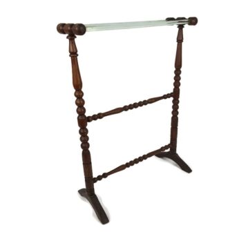 Standing Quilt Towel Blanket Comforter Rack Wood Bobbin Legs Jacobean Style vintage