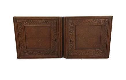 antique couple of door panels cabinet carved wood inlay beautiful architectural reclaimed 