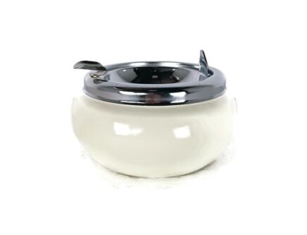 space age vintage retro Ashtray metal ball ashtray White  Elegant NOS