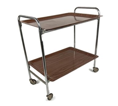 Mid Century Side Table Bar Cart Tea Cocktail Serving Trolley Danish Modern Style Foldable Iconic Dinett Bremshey  