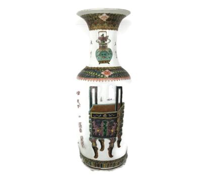 Chinese antique Large handpainted Porcelain Vase mobilieren antiquities Calligraphic letters 
