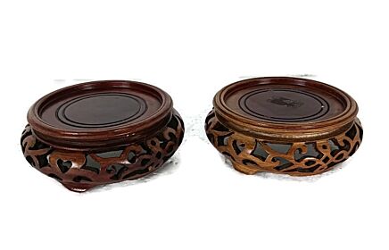 pair small Pedestals Stand for Planter Flower Jardiniere or Vase Wood Display Bases for Buddha vtg