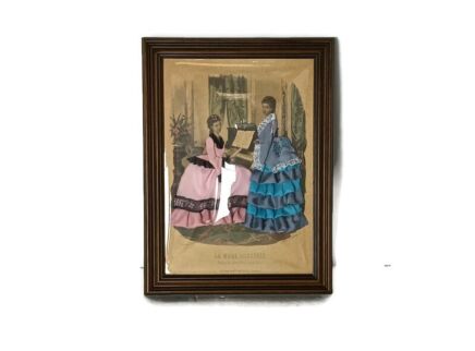 La Mode Illustree Fabric Embellished Victorian 3D Shadow Box Dress Fashion Print vintage
