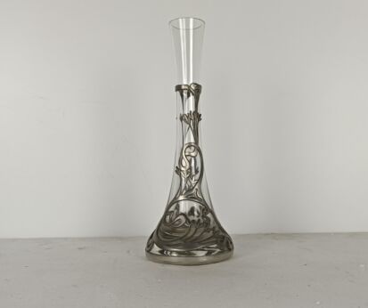 Art deco vase glass Etain Tin Belgium marked Potstainiers beautiful