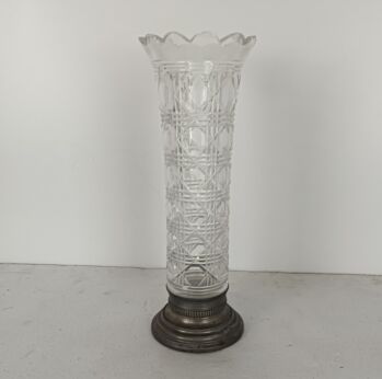 art deco Crystal Silverplated Vase antique 