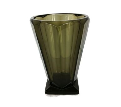 Art Deco vase art glass green brown, very rare collector Scandinavian style 