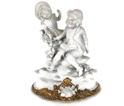 vintage figurine porcelain Vier tosca signed marked Capodimonte boy and girl Lovely