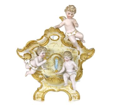 Holy water font Vessel Standing Gorgeous porcelain planter angels vintage marked 