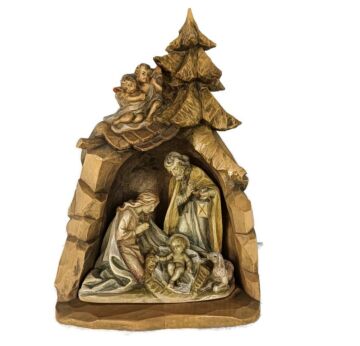 small wooden  Nativity Set  Christmas Scene Stable Manger Creche Rigo Italy vintage