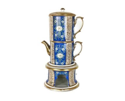 Antique Porcelain Teapot Veilleuse Tea Warmer Nightlight Vieux Paris Comfort hand painted 