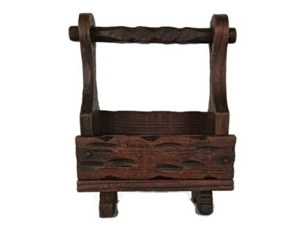 Vintage Spanish Wooden small Letter Newspaper Rack Holder Barn Country Style hand Carved 