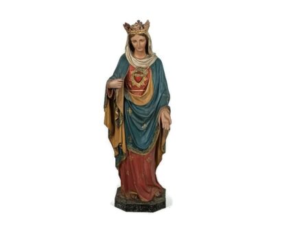 Stunning antique Church statue neo Gothic Virgin mary Madonne Immaculate Heart 