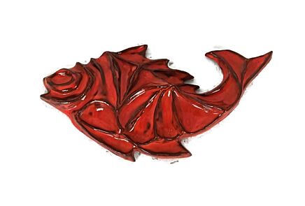 vintage ceramic hand made  fish orange pop art funky