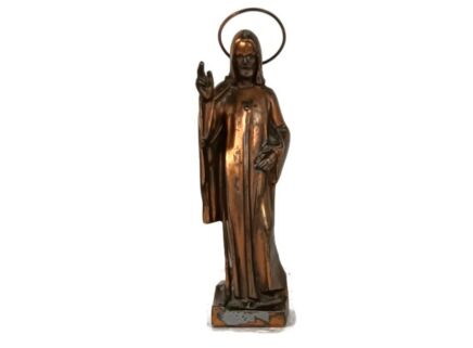 vintage statue figurine Jesus Christ Hale Spelter Copper Look Christianity
