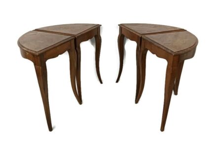 set of 4 carved wooden vintage side occasional tables louis XV style practical lovely