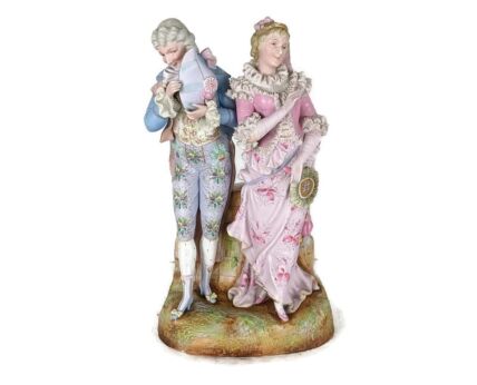Porcelain Statue Figurine Courtship Marked Antique Bisque 