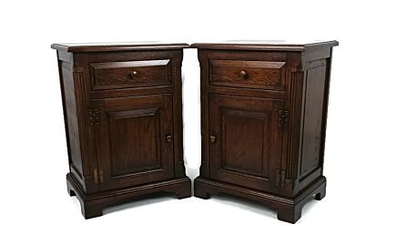 Pair Nightstands end tables Traditional style wood, vintage bedroom cabinets 