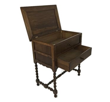 Barley Twist carved wood Sewing Quilting Cabinet Desk Table Edwardian  Antique WOW